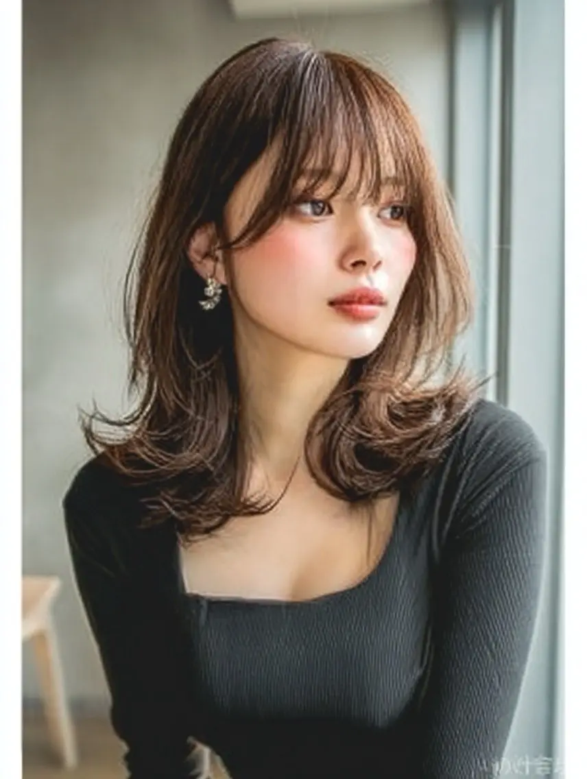 ミディアム ミディアムパーマ ハイレイヤー 韓国風ヘア レイヤーカット カット ヘアカラー トリートメント ✨毛髪診断で絶対綺麗 ✨美髪艶髪専門✨高浪のヘアスタイル