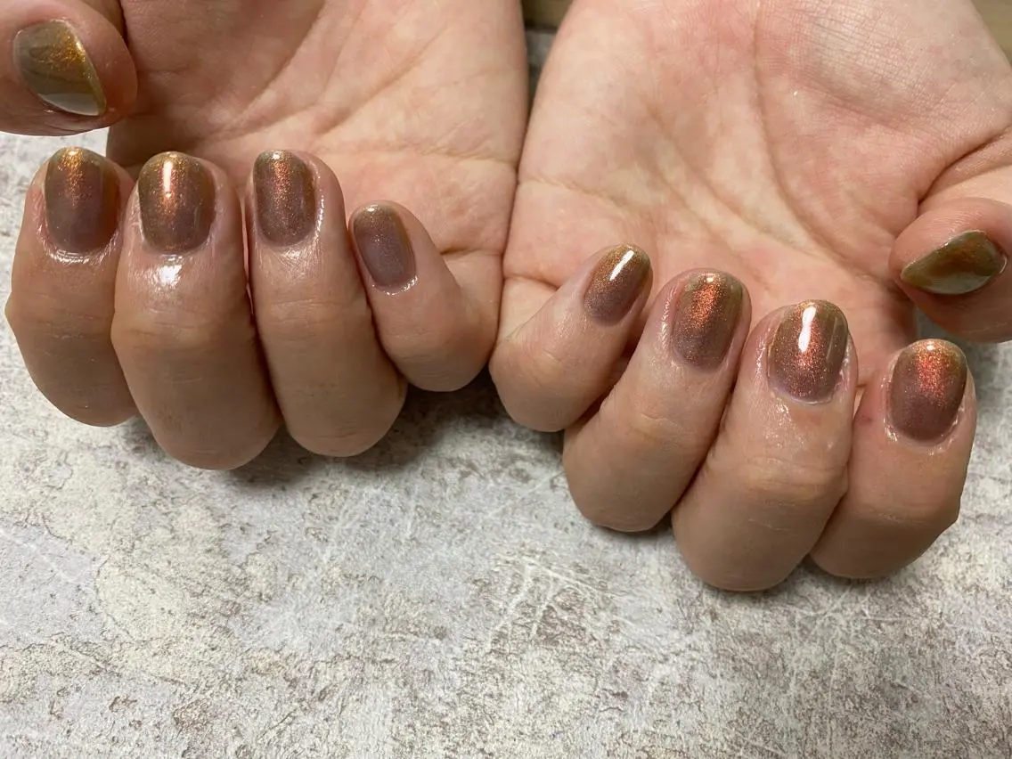 ネイル ブラウン マグネットネイル ハンドネイル mogunail &blowのネイルデザイン