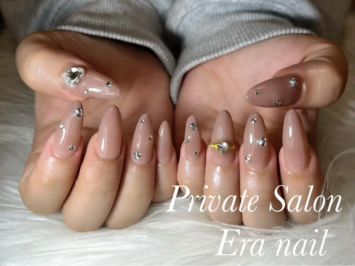 ネイル ワンカラーネイル スカルプネイル ストーンネイル Era nailのネイルデザイン
