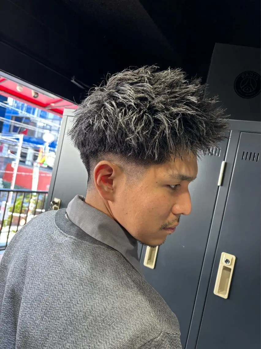 ショート メンズ カット パーマ トリートメント ヘアセット メンズパーマ/難波/ 心斎橋　室園亮佑のヘアスタイル