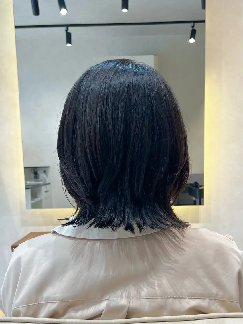 ミディアム ボブ くびれヘア レイヤーカット 外ハネヘア さがみ野【髪質改善】 MOEのヘアスタイル