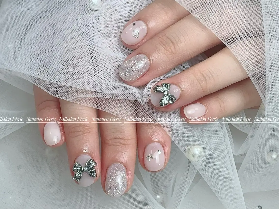 ネイル 成人式 長さ出し フットネイル フレンチネイル ジェルネイル ハンドネイル ハンドケア nail salon Feerieのネイルデザイン