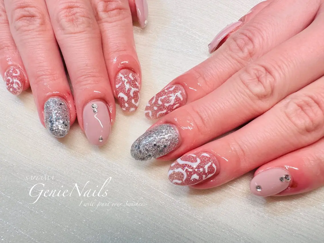 メンズ ネイル アートネイル 氷ネイル・うるうるネイル ロングネイル メンズネイル 持ち込み Genie Nailsのネイルデザイン