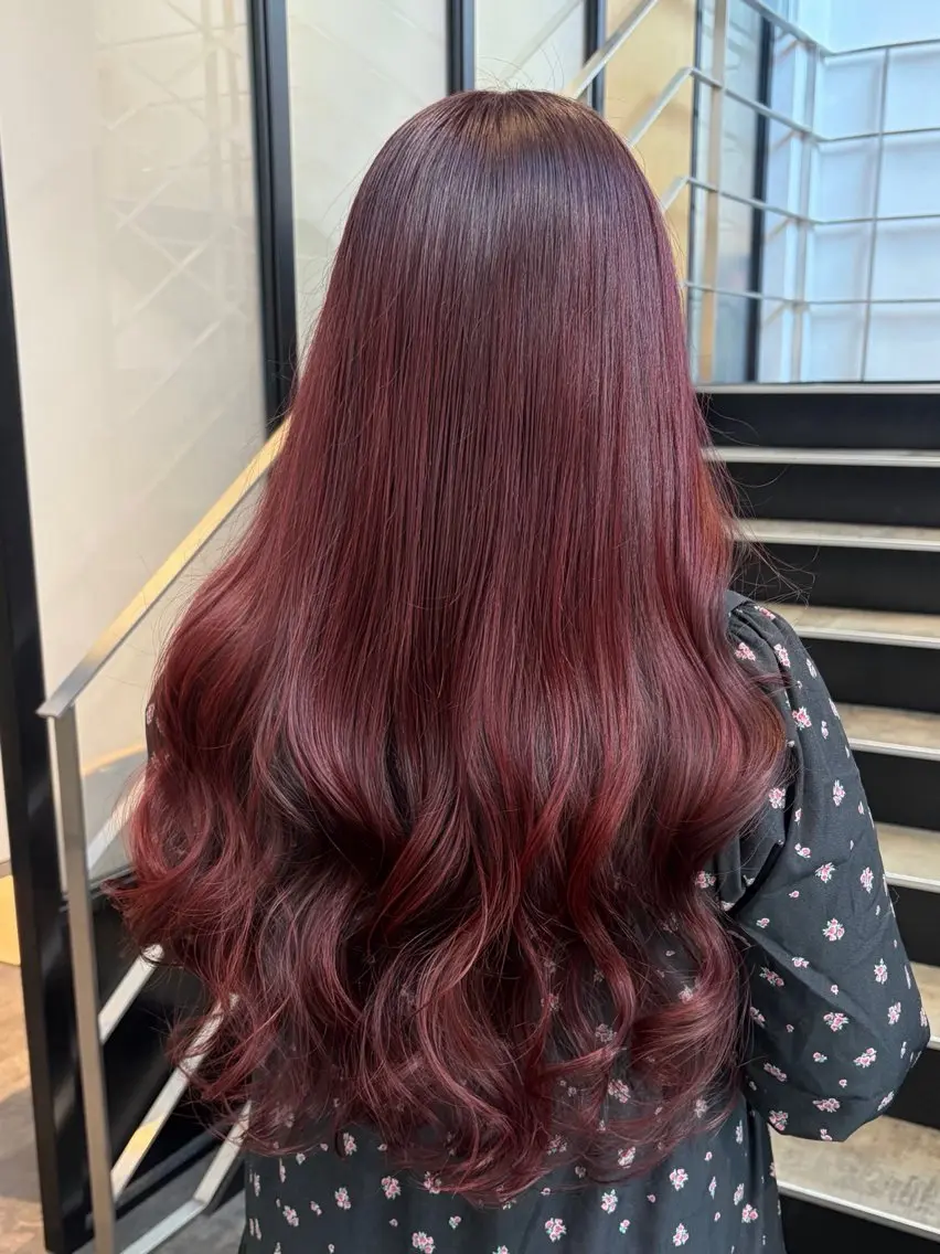 ロング カラー カット ヘアカラー トリートメント 🎀ブリーチなし ピンク🎀sakiのヘアスタイル