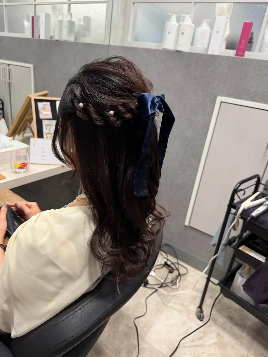 ロング ヘアアレンジ ハーフアップ ヘアセット 加藤 あおいのヘアスタイル