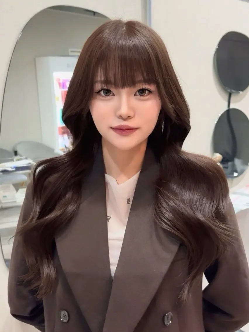 ロング カラー ブリーチ ブラウンカラー 透明感カラー マロンブラウン ブリーチなしカラー カット ヘアカラー 艶感カラー 🩵レイヤー/紫音のヘアスタイル