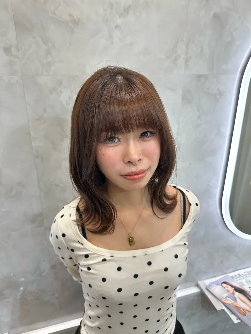 ミディアム ヘアカラー 畑中 夢のヘアスタイル
