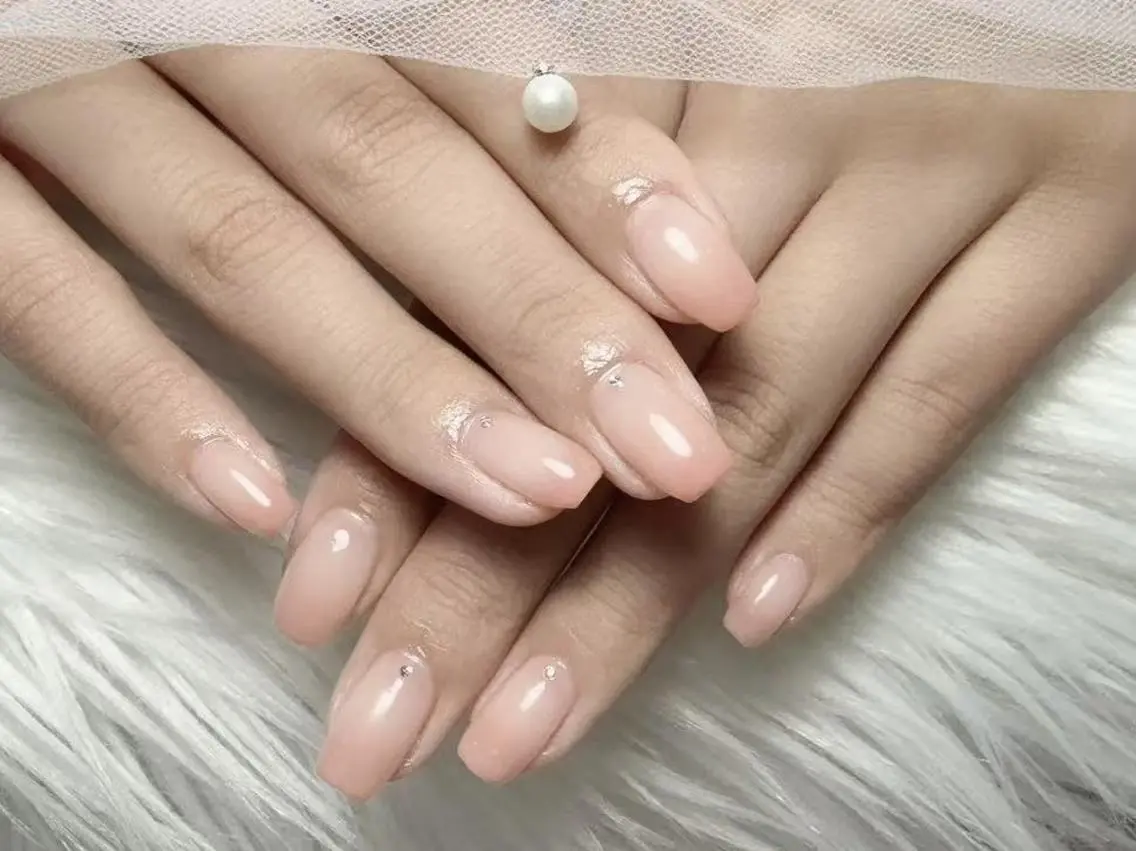 ネイル アートネイル フラッシュネイル フレンチネイル ジェルネイル ガラスフレンチ M2 BEAUTY Rikaのネイルデザイン
