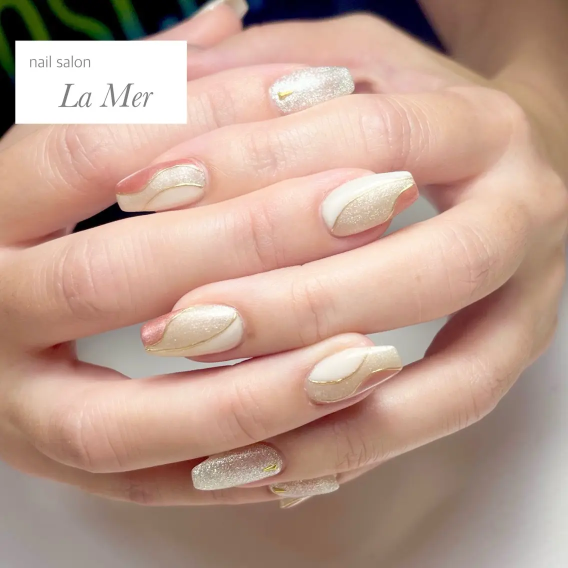 ネイル ボルドー キラキラネイル マグネットネイル ミラーネイル ニュアンスネイル ハンドネイル nailsalon La Merのネイルデザイン