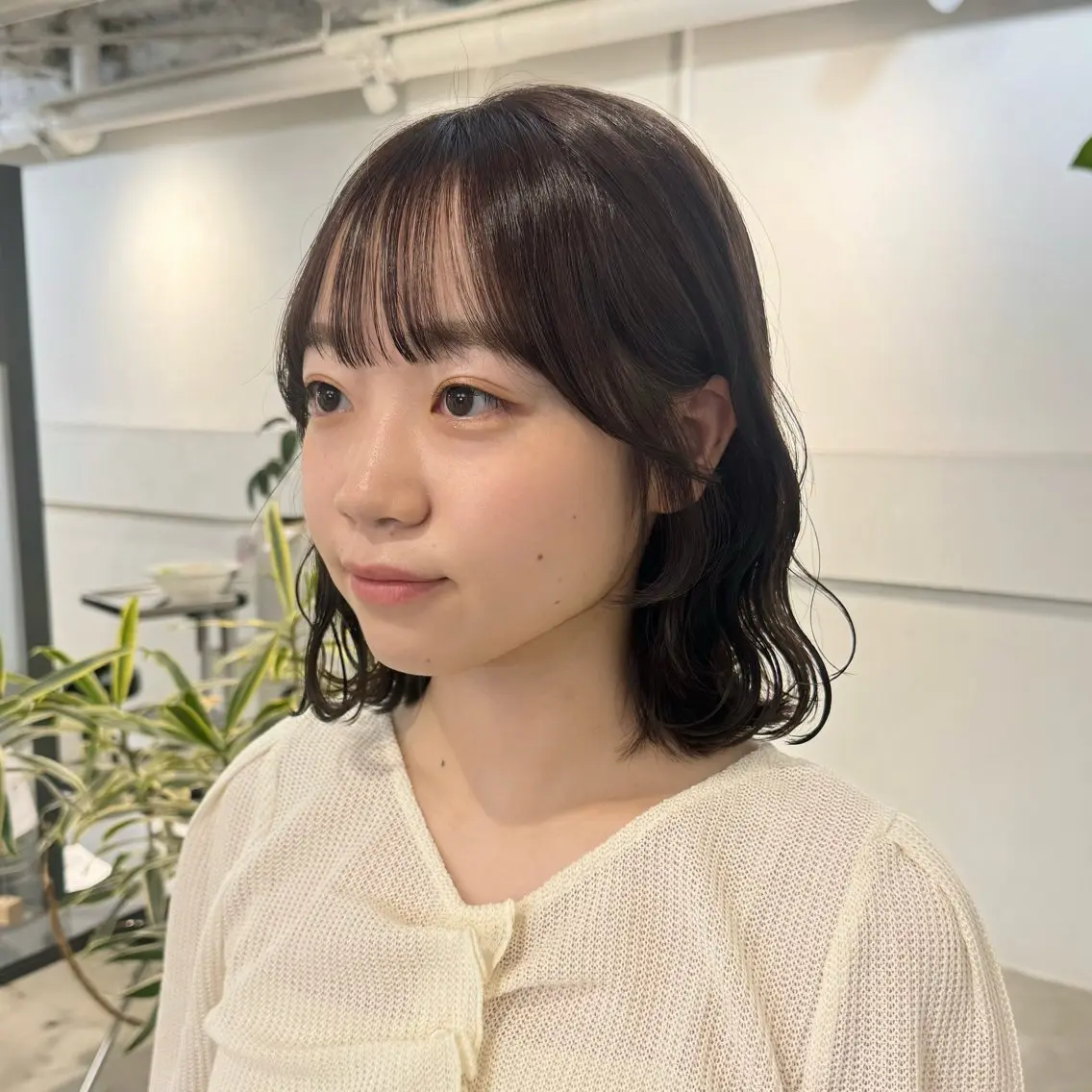 セミロング カット 縮毛矯正 トリートメント 100%可愛い顔周り 💓レイヤー/しずくのヘアスタイル