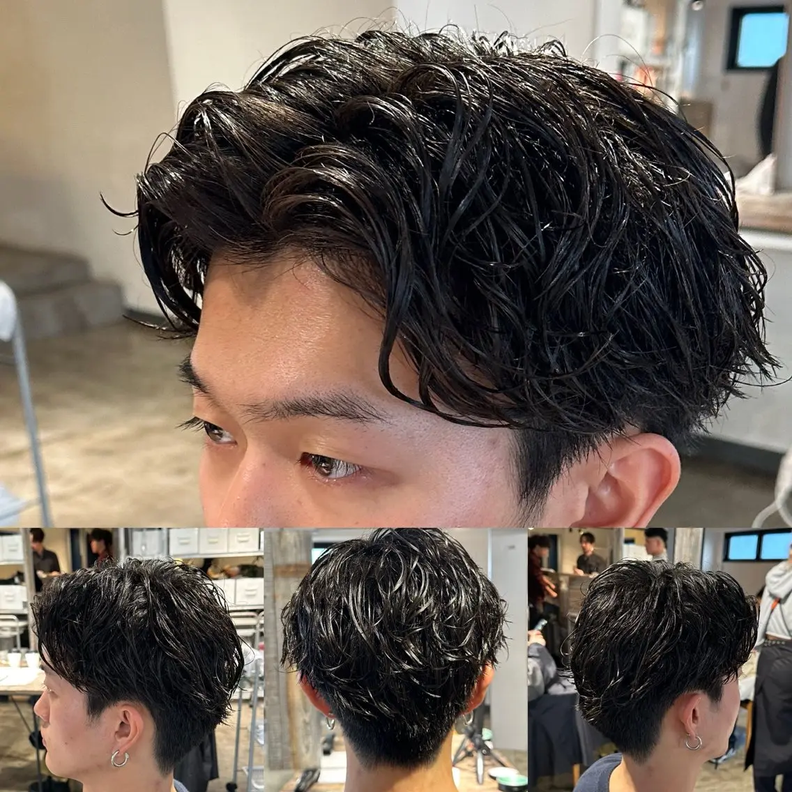 ショート パーマ メンズ センターパート フェードカット メンズパーマ プードルパーマ スキンフェード 【メンズ職人】 ✂️佐藤友のヘアスタイル