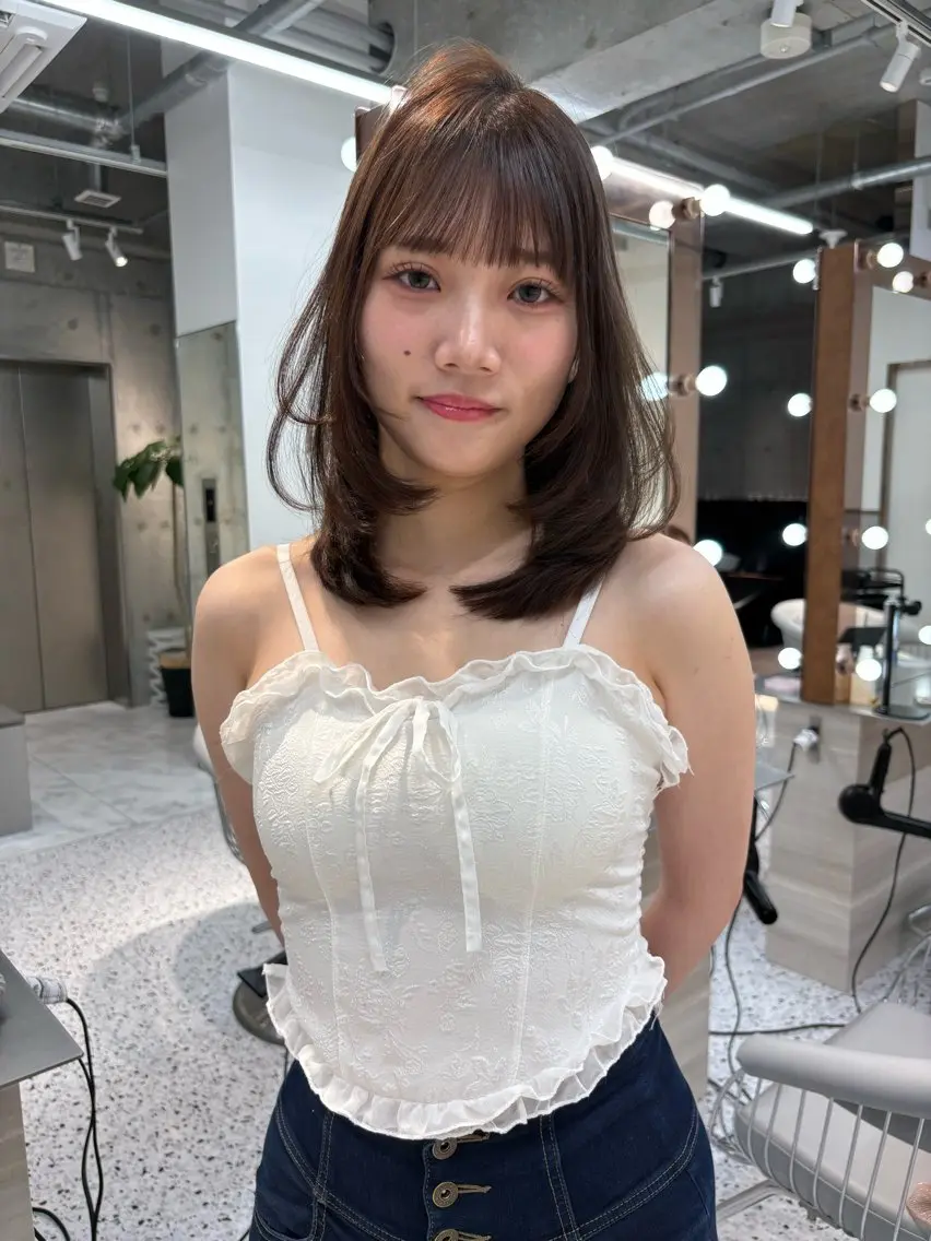 ミディアム カラー 髪質改善 縮毛矯正 【博多髪質改善】 吉村　清志のヘアスタイル