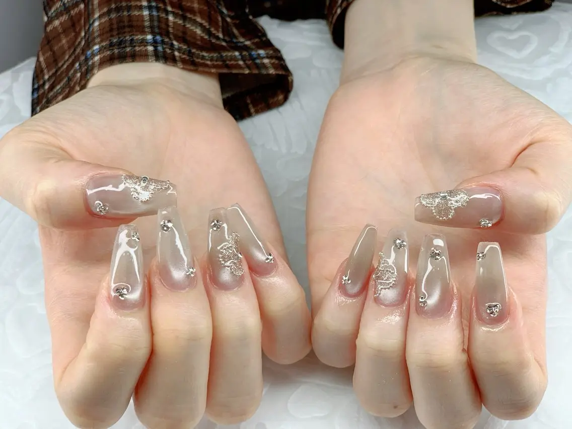 ネイル ジェルネイル 韓国ネイル ニュアンスネイル パラジェル ワンホンネイル Kaori Nailのネイルデザイン