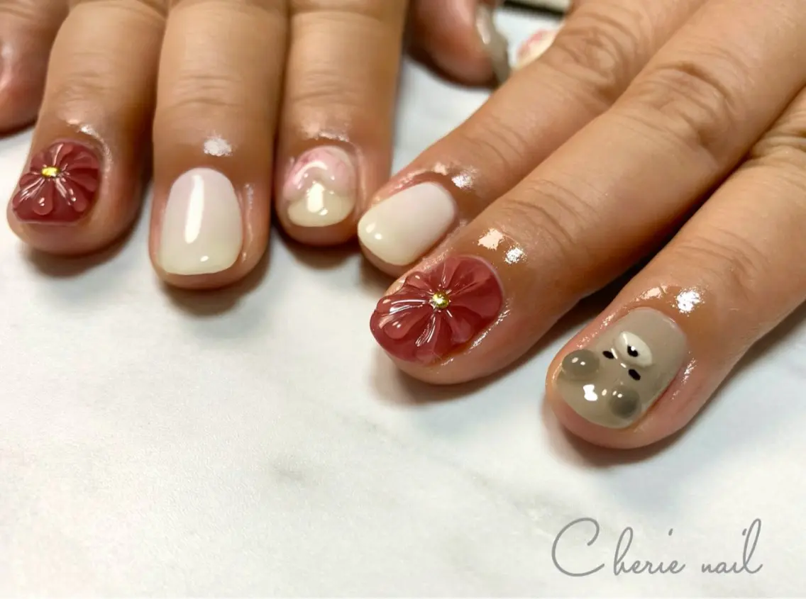 ネイル ぷっくりネイル Cherienail yunaのネイルデザイン