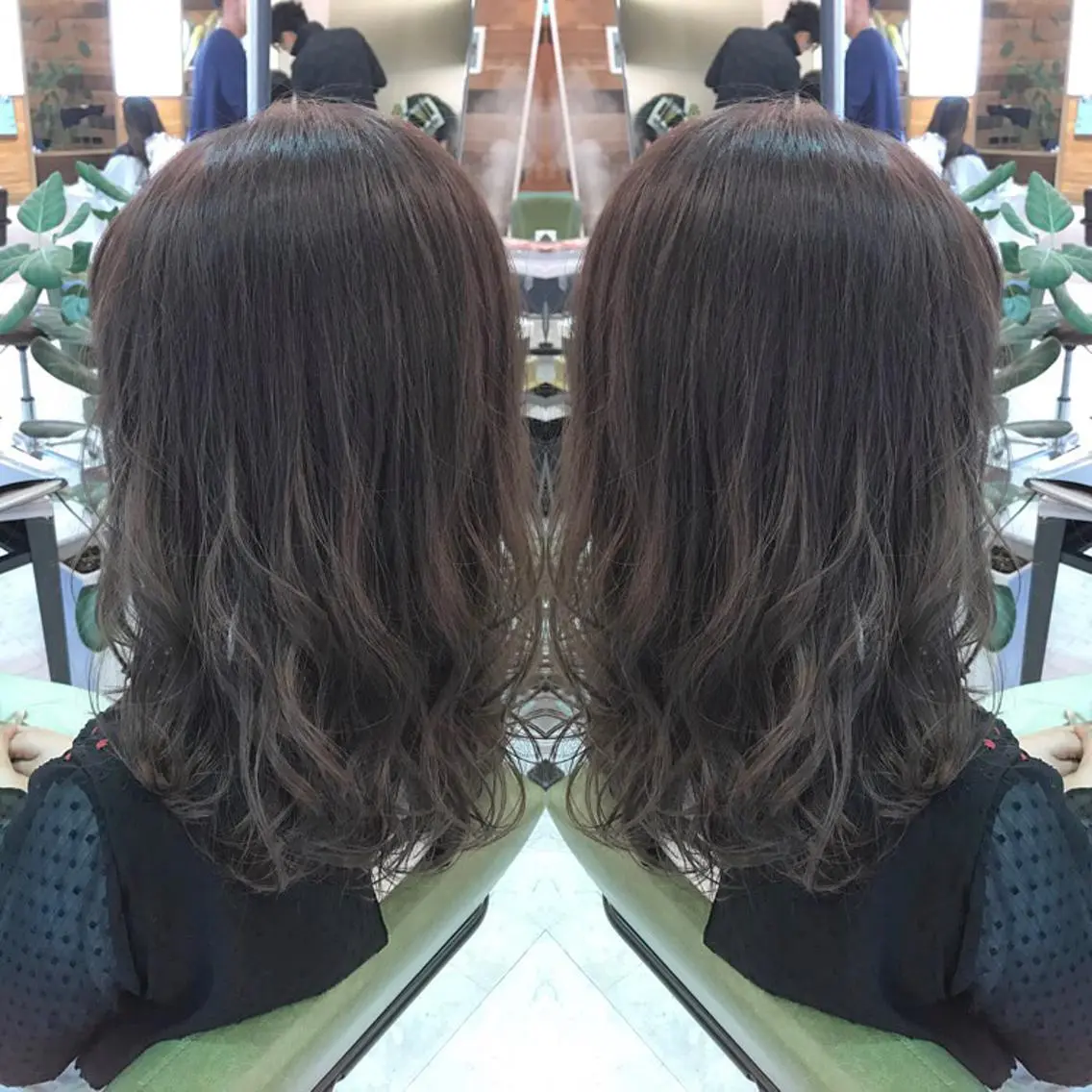 セミロング カラー グレージュ ハイライトカラー ハイライト 青木 茂樹⭐️ 透明感カラーのヘアスタイル