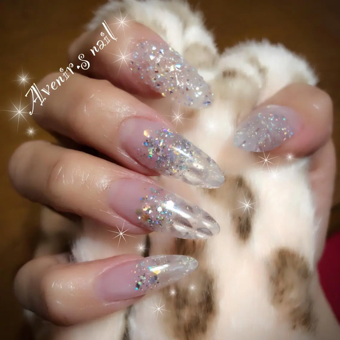 ネイル ラメ(グリッター) ロングネイル スカルプネイル Home Salon Avenir.のネイルデザイン
