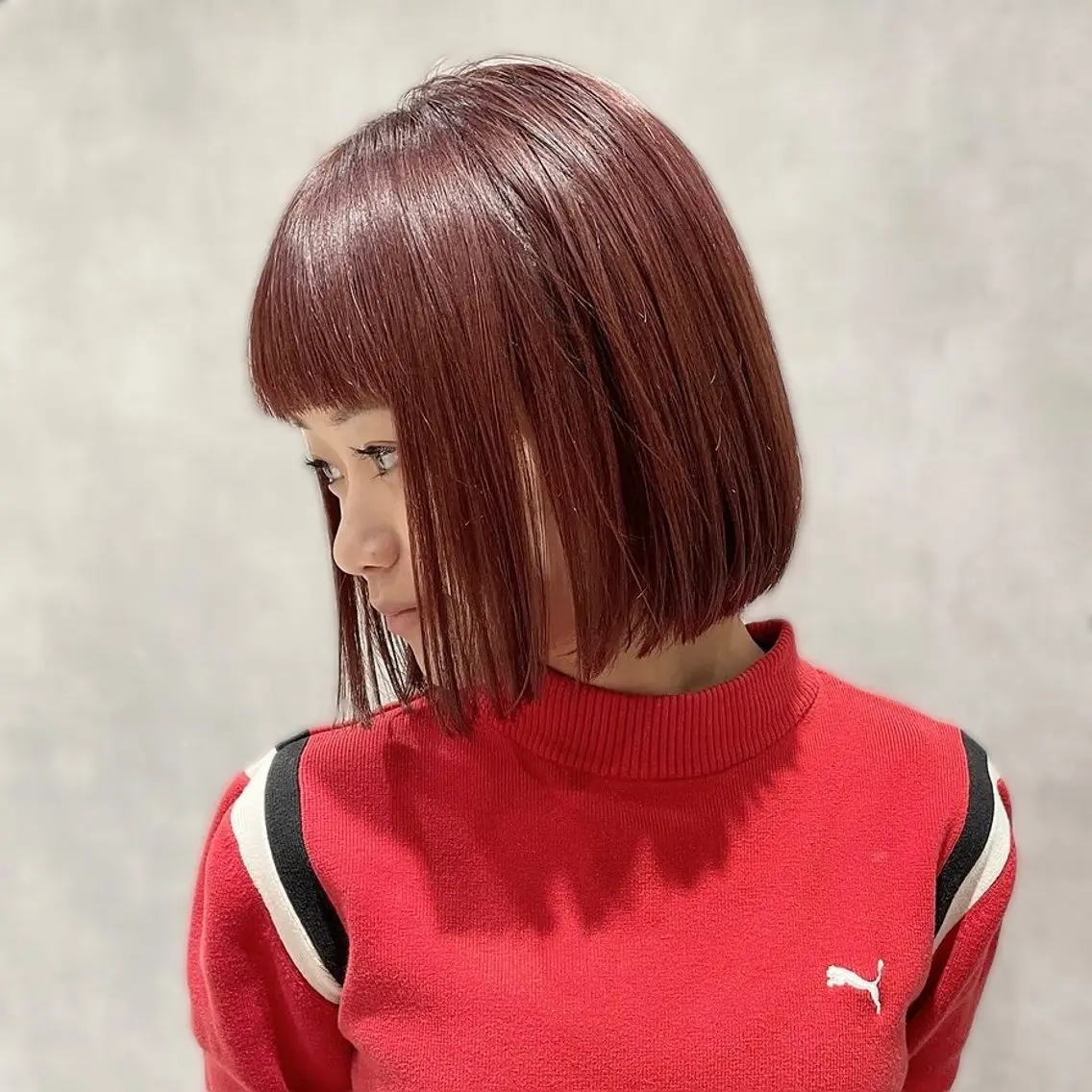 前髪カット➕ブリーチなしダブルカラー➕3step treatment🍒の写真