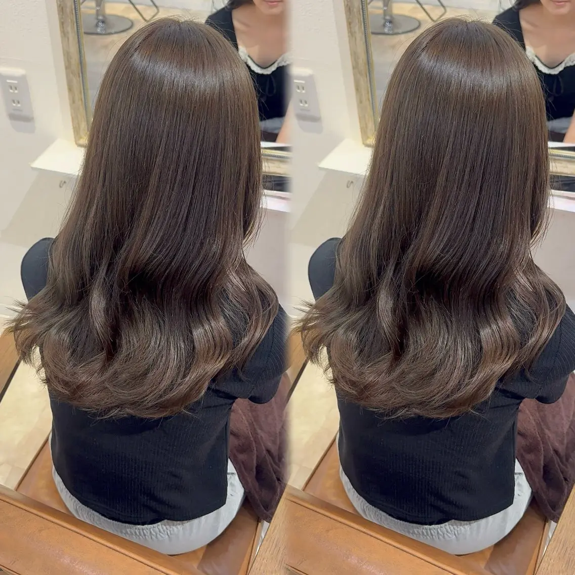 ロング カラー アッシュ アッシュブラウン ベージュカラー 黒髪 ブリーチ カット ヘアカラー トリートメント 赤み無し柔らかカラー 【梅田】madokaのヘアスタイル
