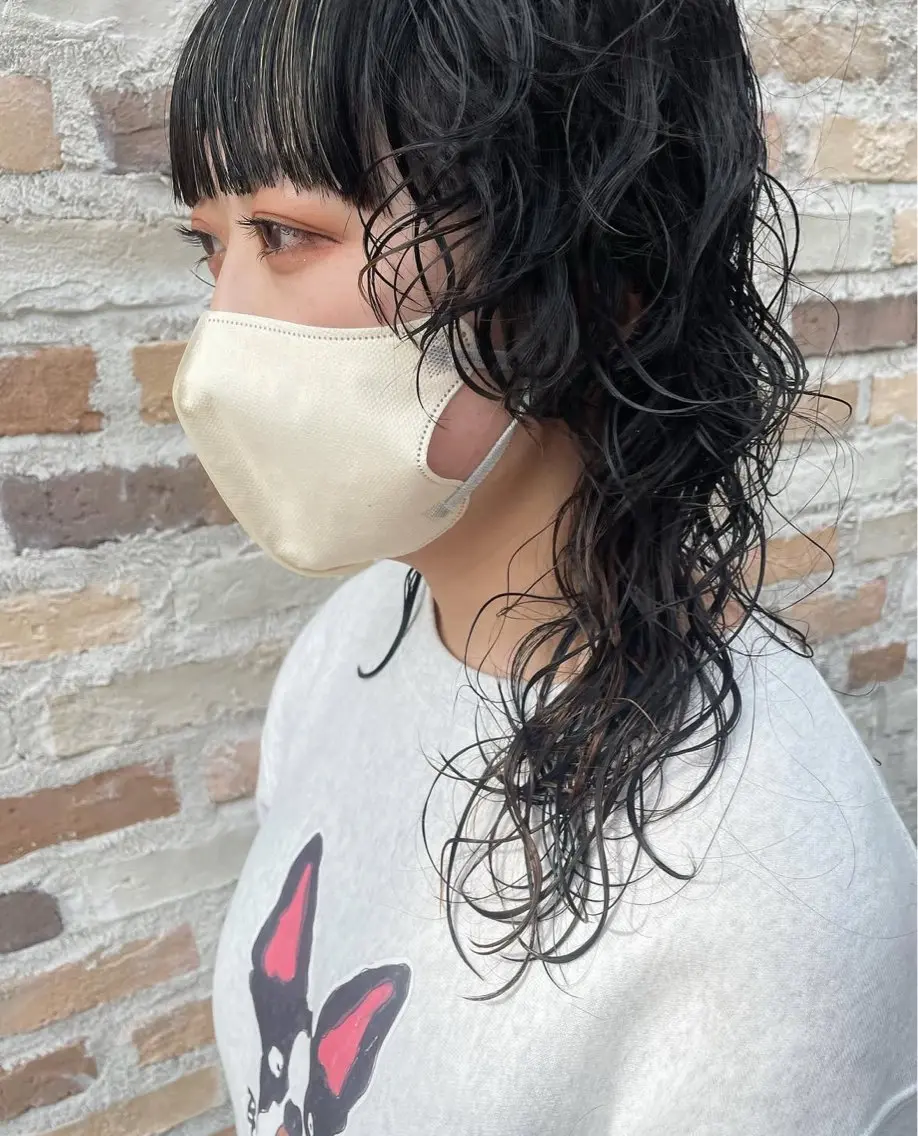 セミロング パーマ セミロングパーマ ウルフカット カット パーマ トリートメント 和泉府中美容室 YUMEのヘアスタイル