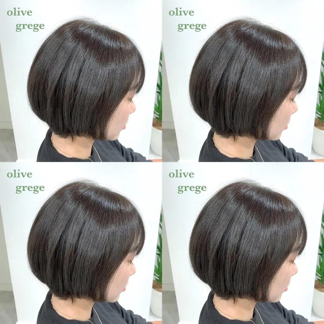 ショート カラー 黒髪 ブリーチ グレージュ ブリーチなしカラー オリーブグレージュ navile原宿 yumaのヘアスタイル