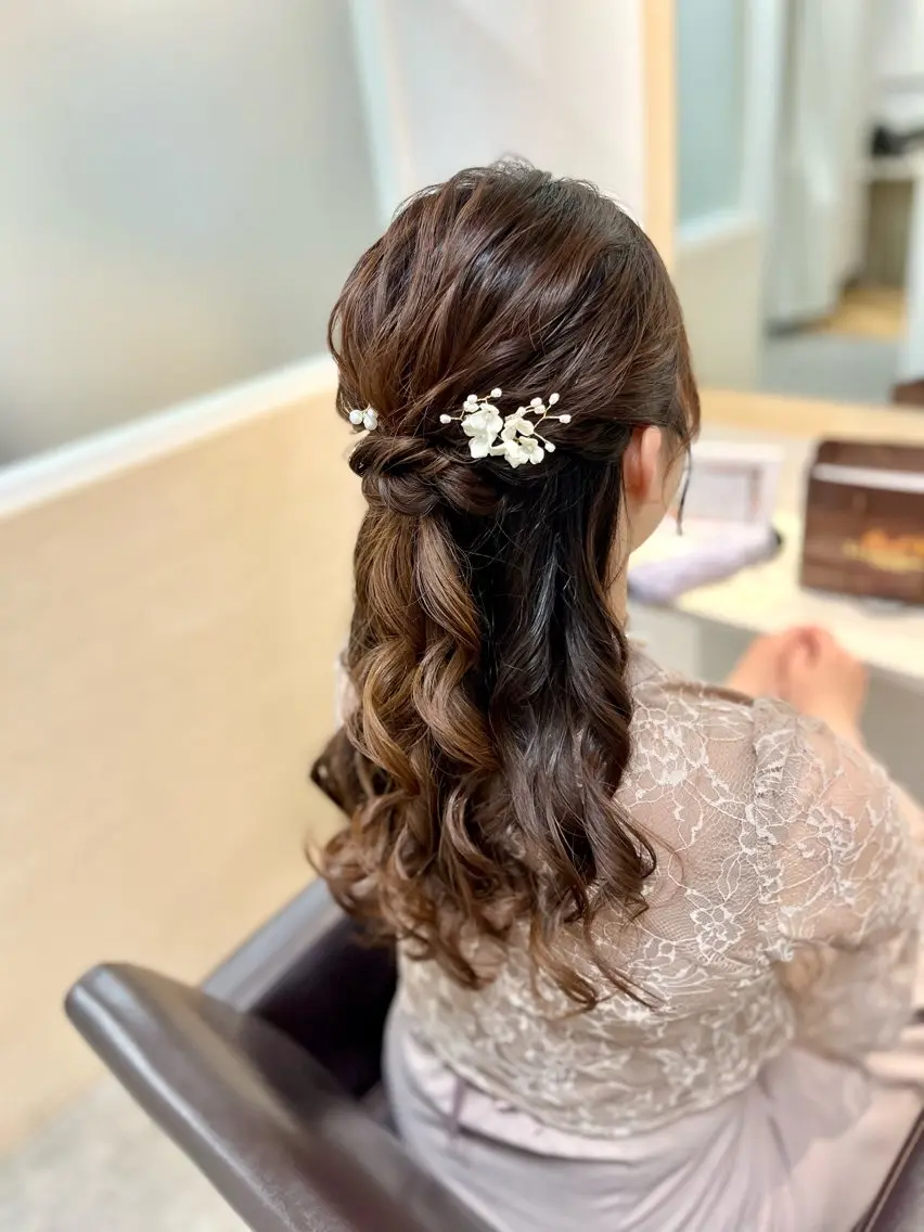 ヘアアレンジ ハーフアップ 似合わせヘアメイク 💐オダギリチアキのヘアスタイル