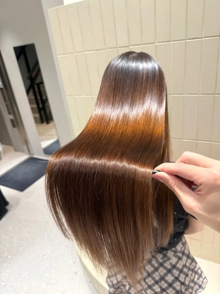 ロング パーマ ヘアアレンジ 髪質改善 ロング 縮毛矯正 ストレートパーマ カット ヘアカラー 縮毛矯正 トリートメント 縮毛矯正/髪質改善/ ブリーチ毛/木元渓太のヘアスタイル