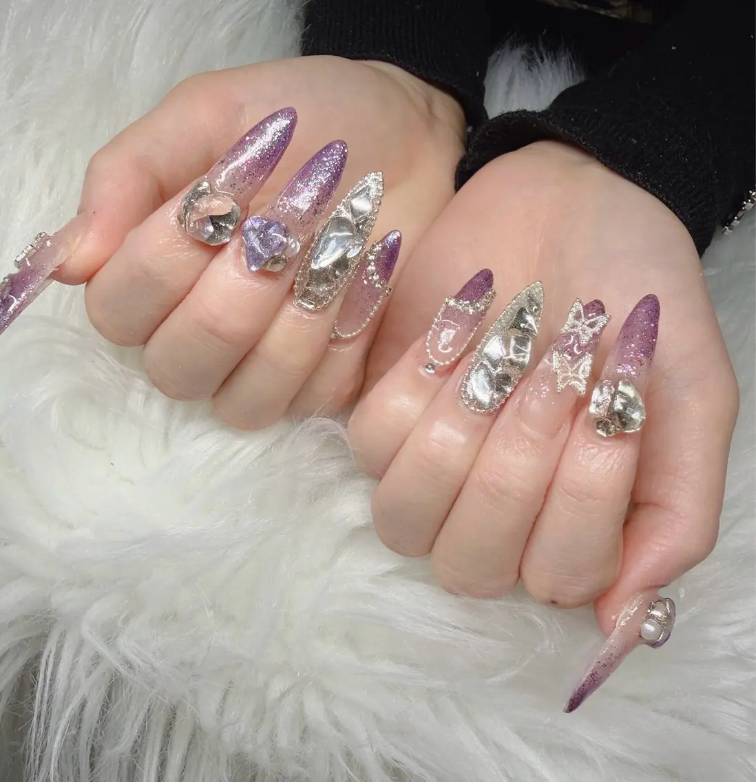 ネイル 長さ出し グラデーション 卒業式 キラキラネイル マグネットネイル ハンドネイル Lee Nailsのネイルデザイン