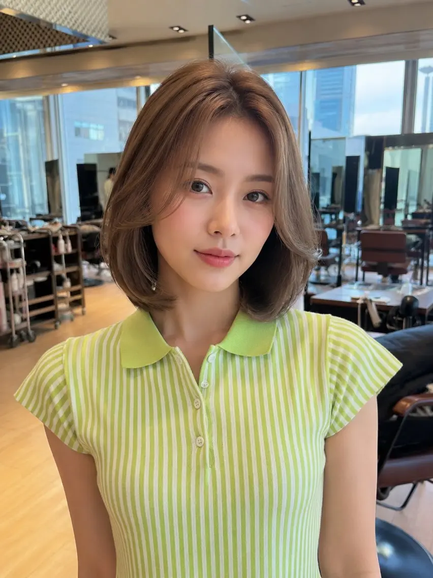 セミロング カラー ベージュカラー ボブ レイヤーカット カット ヘアカラー トリートメント SHION/銀座 まとまるカット🩵のヘアスタイル