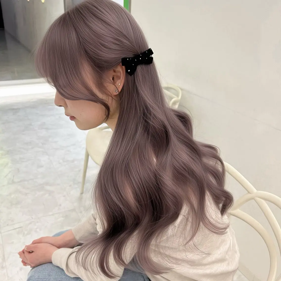 ロング ヘアカラー トリートメント 淡色ラベンダー♡ ニーナ🎀🦙のヘアスタイル