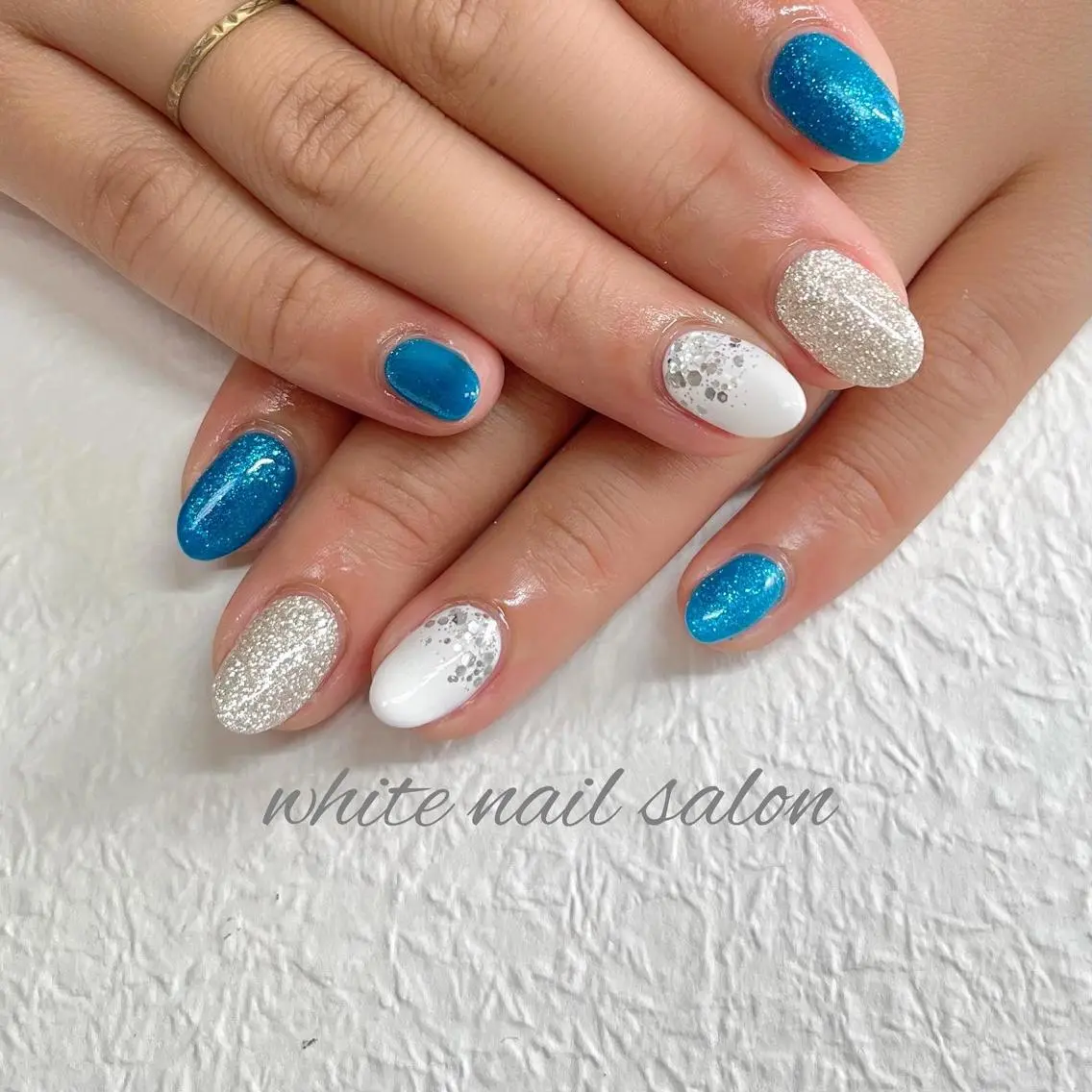 ネイル フットネイル ジェルネイル ハードジェル ラメ(グリッター) 持ち込み ハンドネイル white nail salonのネイルデザイン