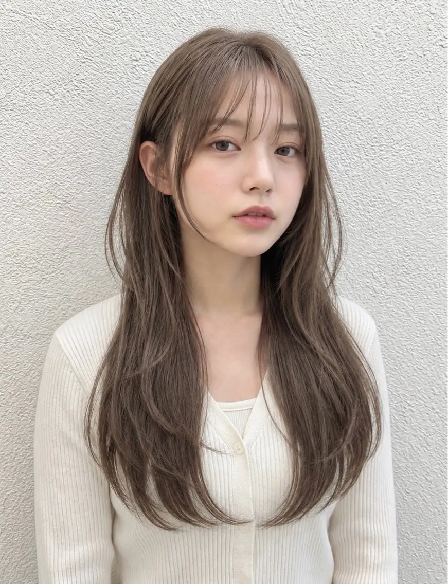 ロング カラー ベージュカラー ブリーチ 透明感カラー イルミナカラー ブリーチなしカラー カット ヘアカラー トリートメント 田村和範/似合わせ カラー/髪質改善のヘアスタイル