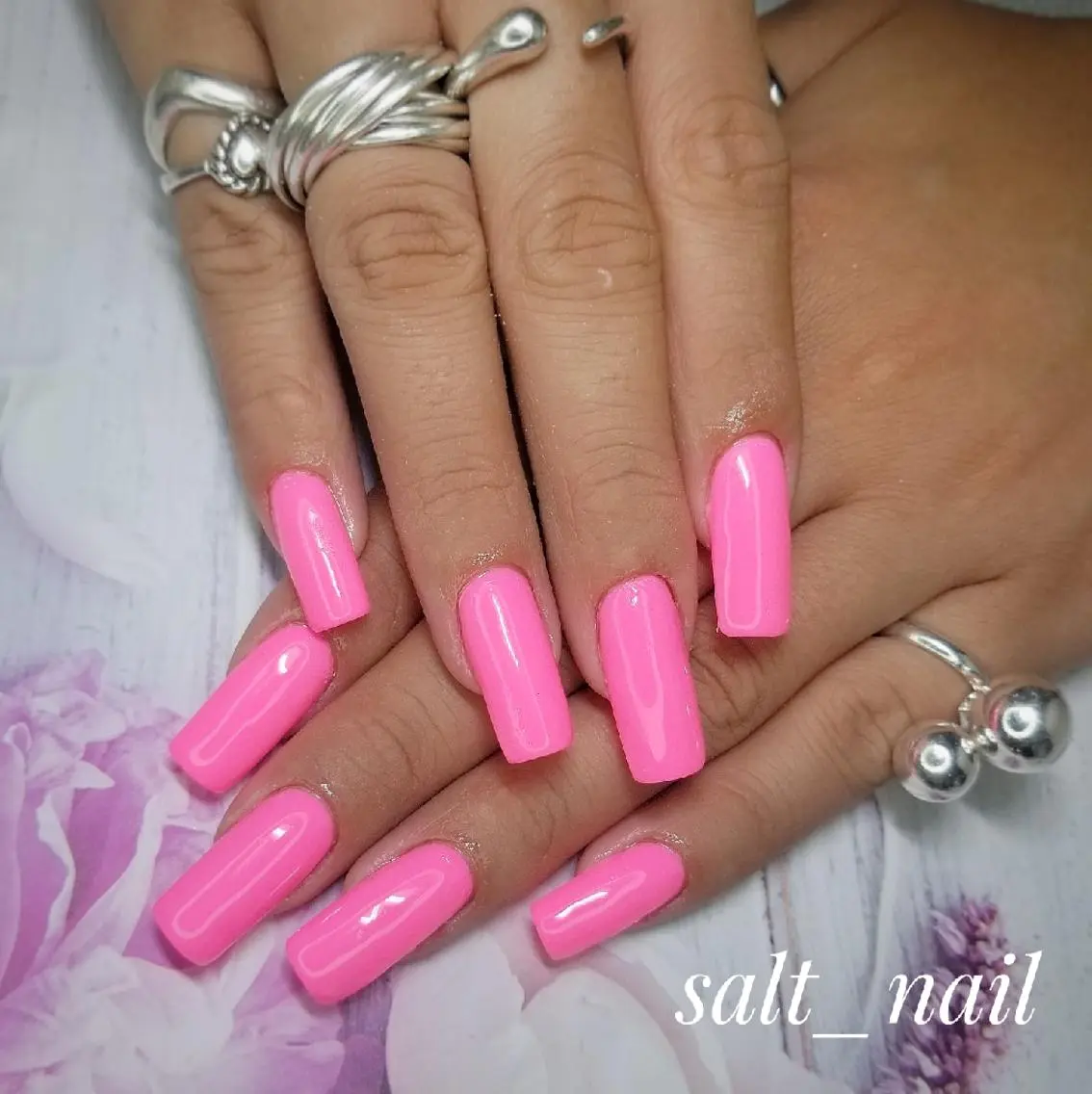 ネイル 長さ出し ワンカラーネイル ピンク 個人サロン saltnailのネイルデザイン
