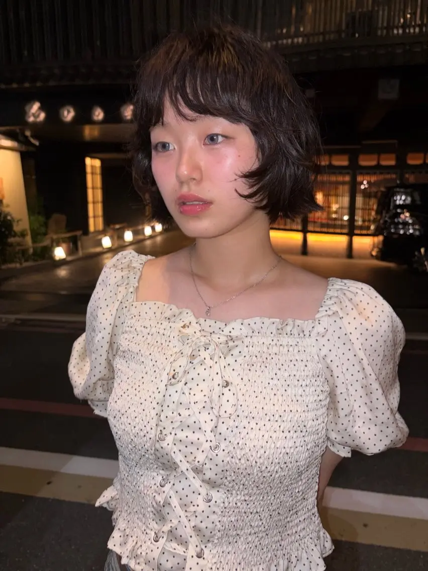 ショート ボブ カット パーマ 藤原 直希のヘアスタイル