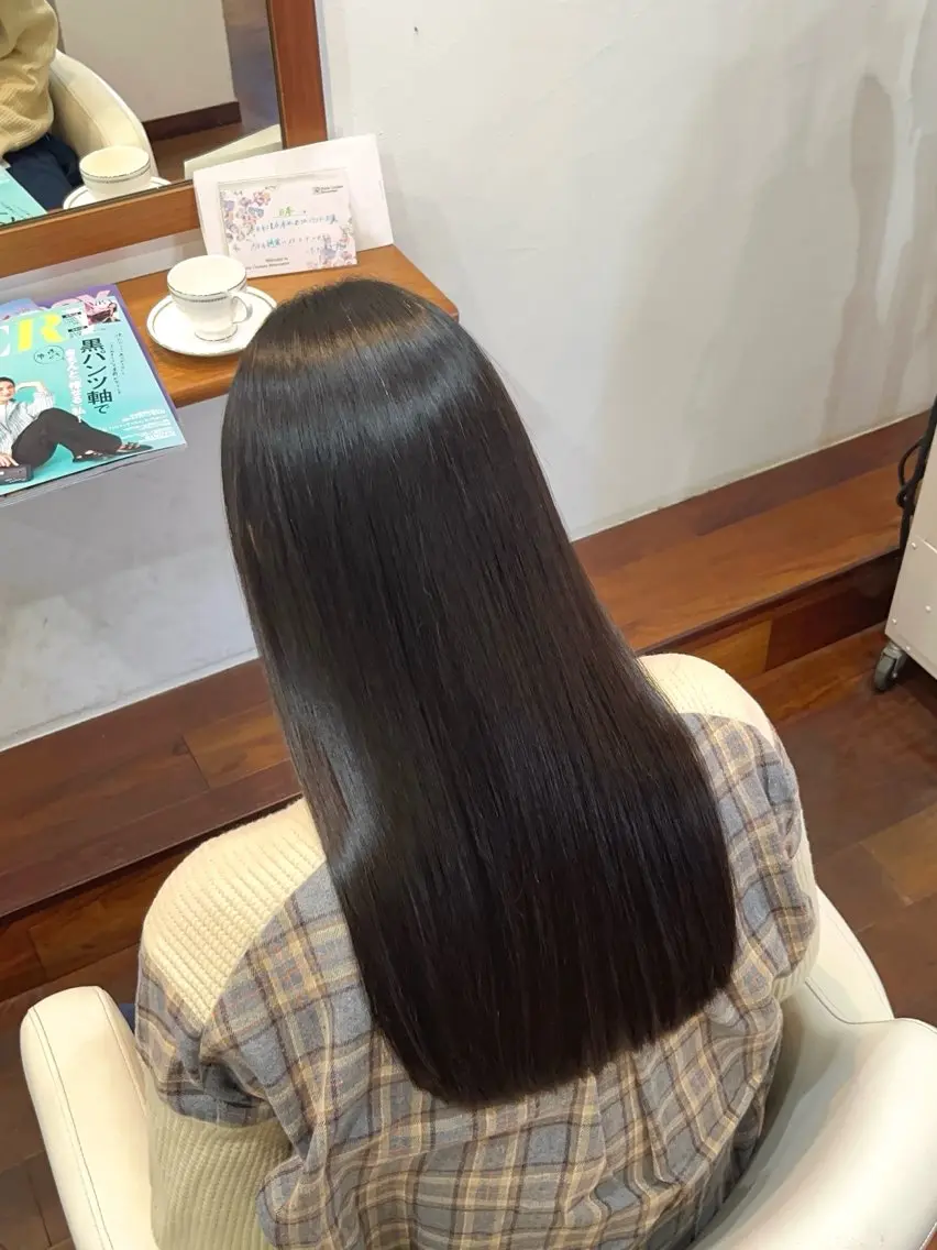 ロング パーマ カット 縮毛矯正 今在家 玲【艶髪スト レート/メンズ】のヘアスタイル