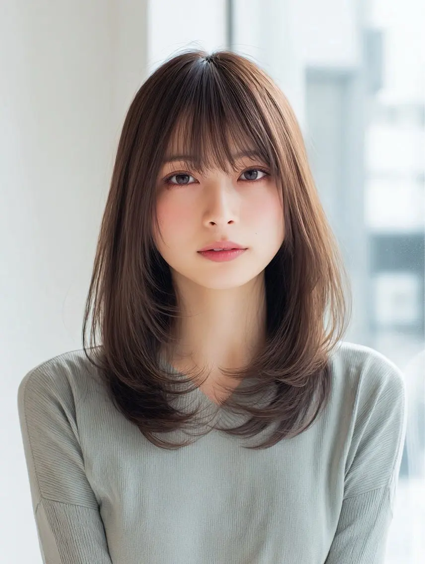 セミロング カラー ヘアカラー 韓国×艶ハイトーンが かわいい✨️リオ🍒のヘアスタイル