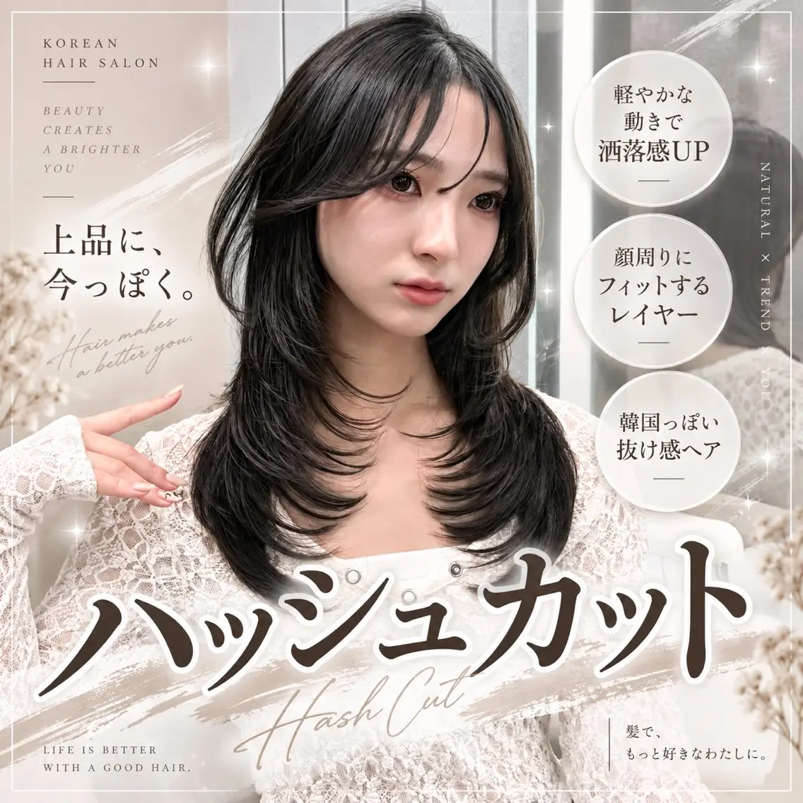 ミディアム カラー ヘアアレンジ 顔周りカット ハッシュカット 韓国風ヘア レイヤーカット 似合わせカット カット ヘアカラー トリートメント 縮毛矯正ブリーチなし 🍒❤ゆうきのヘアスタイル