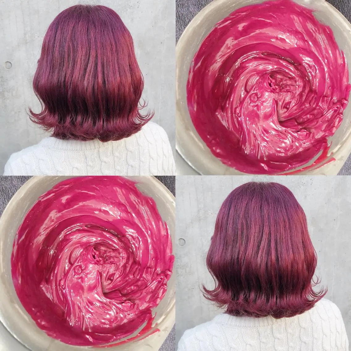 ミディアム カラー ヘアアレンジ メンズ キッズ カシス ヘアカラー トリートメント 💟Chloe原宿店 🩶ハイトーンのヘアスタイル