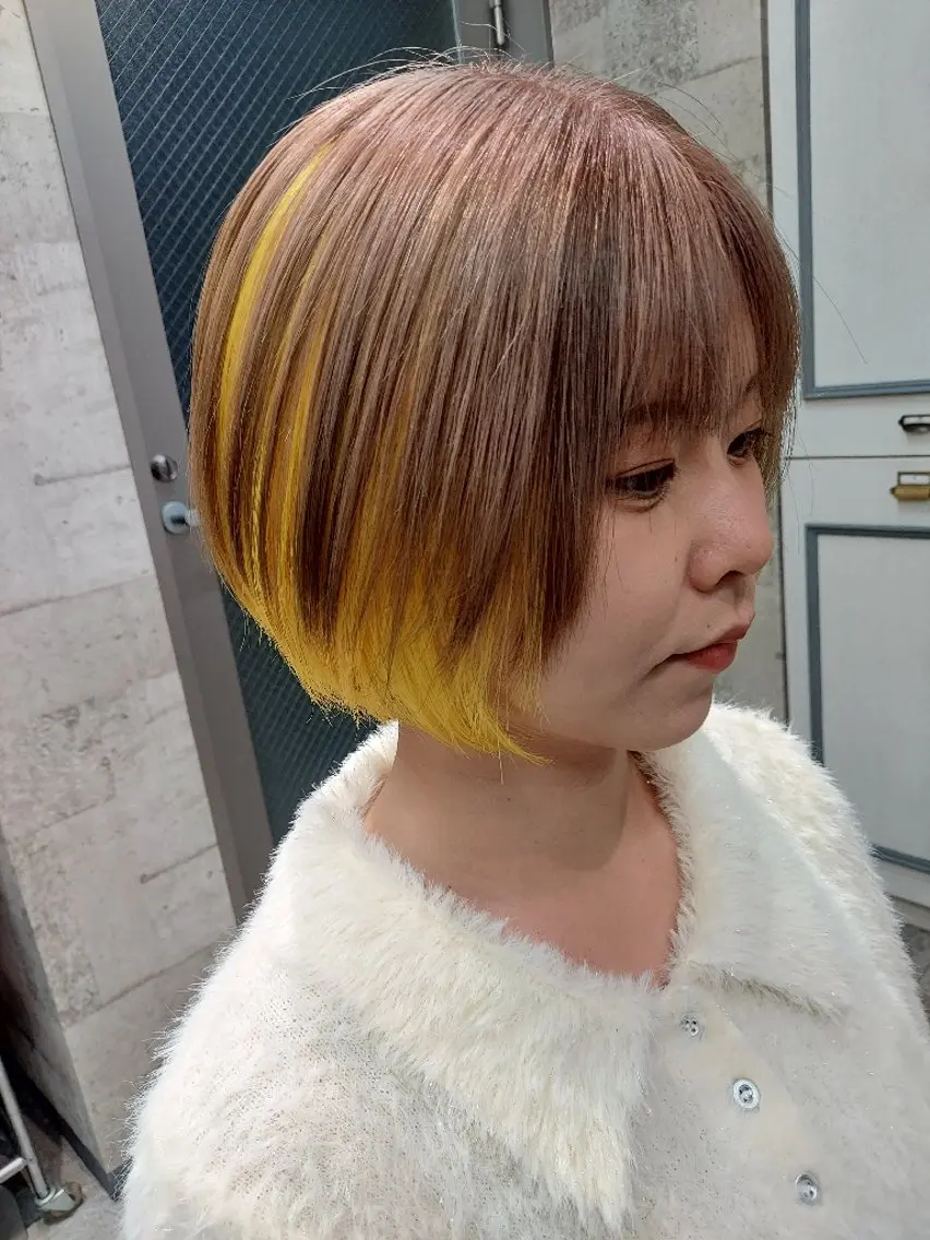 ショート カラー デザインカラー イエローカラー ヘアカラー トリートメント ブリーチ・ハイトーン 特化🎉内山のヘアスタイル