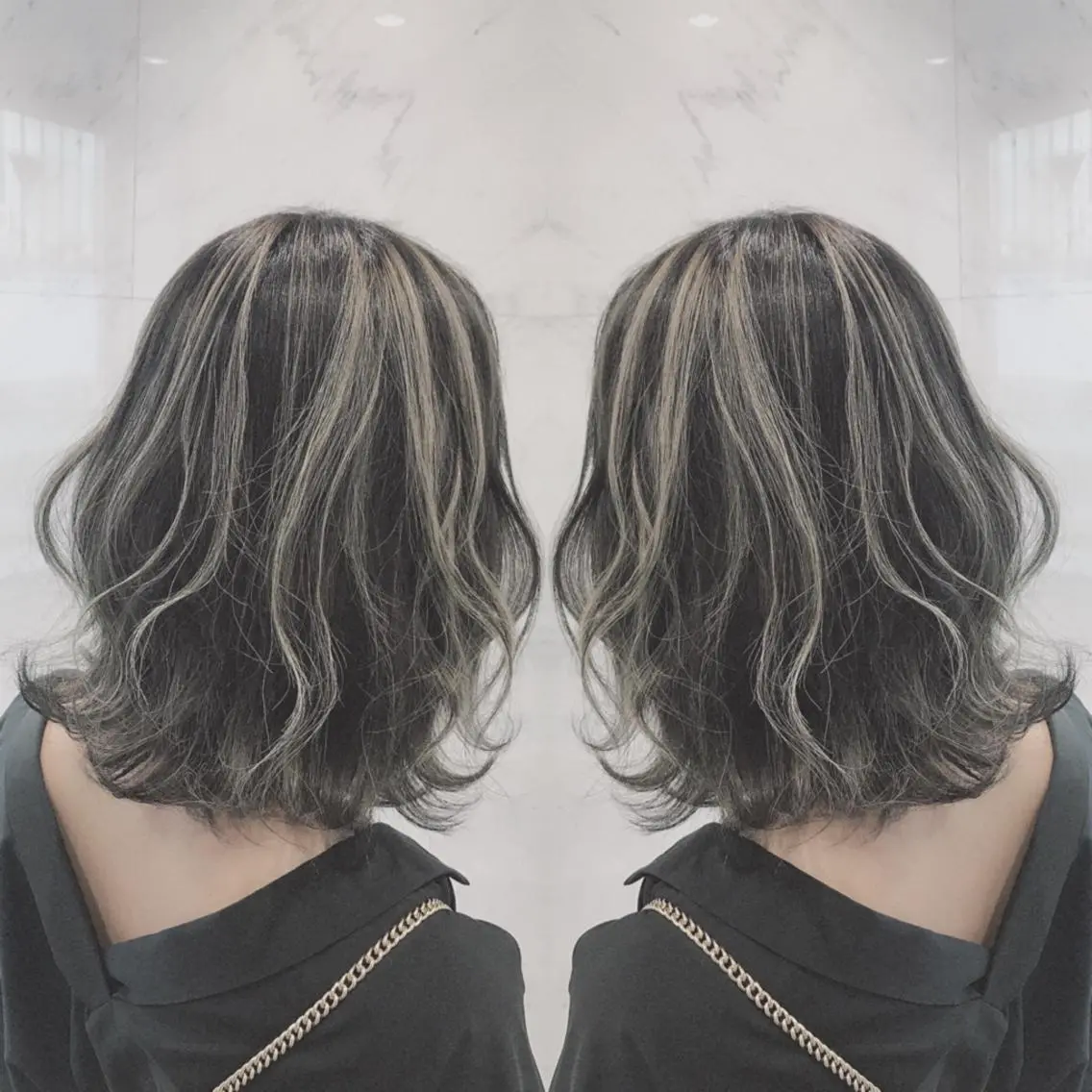 セミロング カラー ヘアカラー 重政 和樹のヘアスタイル