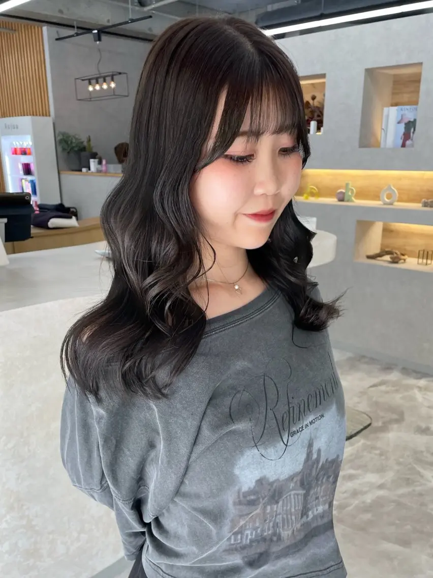 ミディアム カラー ブリーチ ブラウンカラー 透明感カラー グレージュ ブリーチなしカラー ブリーチ/ベージュ 💕/momoaのヘアスタイル