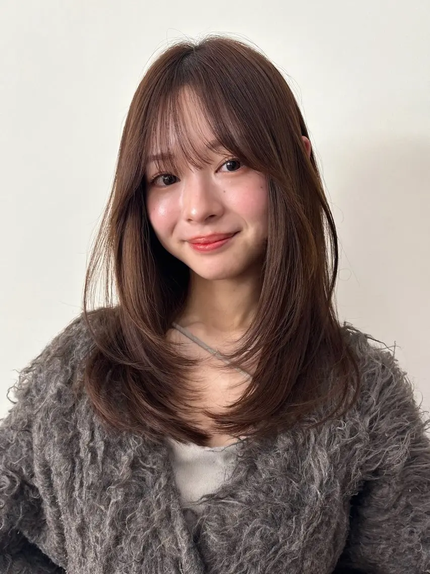 セミロング カラー パーマ 🌻似合わせレイヤー ／骨格補正カット🍀のヘアスタイル