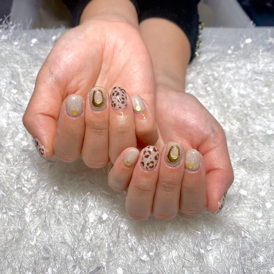 ネイル アニマル柄 オーロラネイル 長さ出し ジェルネイル グラデーション ハンドネイル Nail&eye Belire 新宿のネイルデザイン