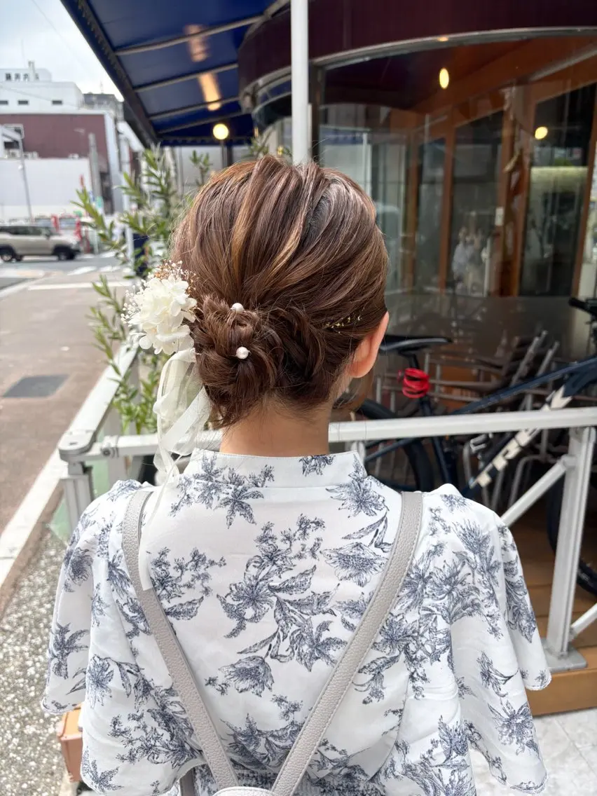 ショート ヘアアレンジ ボブ ショートヘア 浴衣 Nanako Miyazakiのヘアスタイル