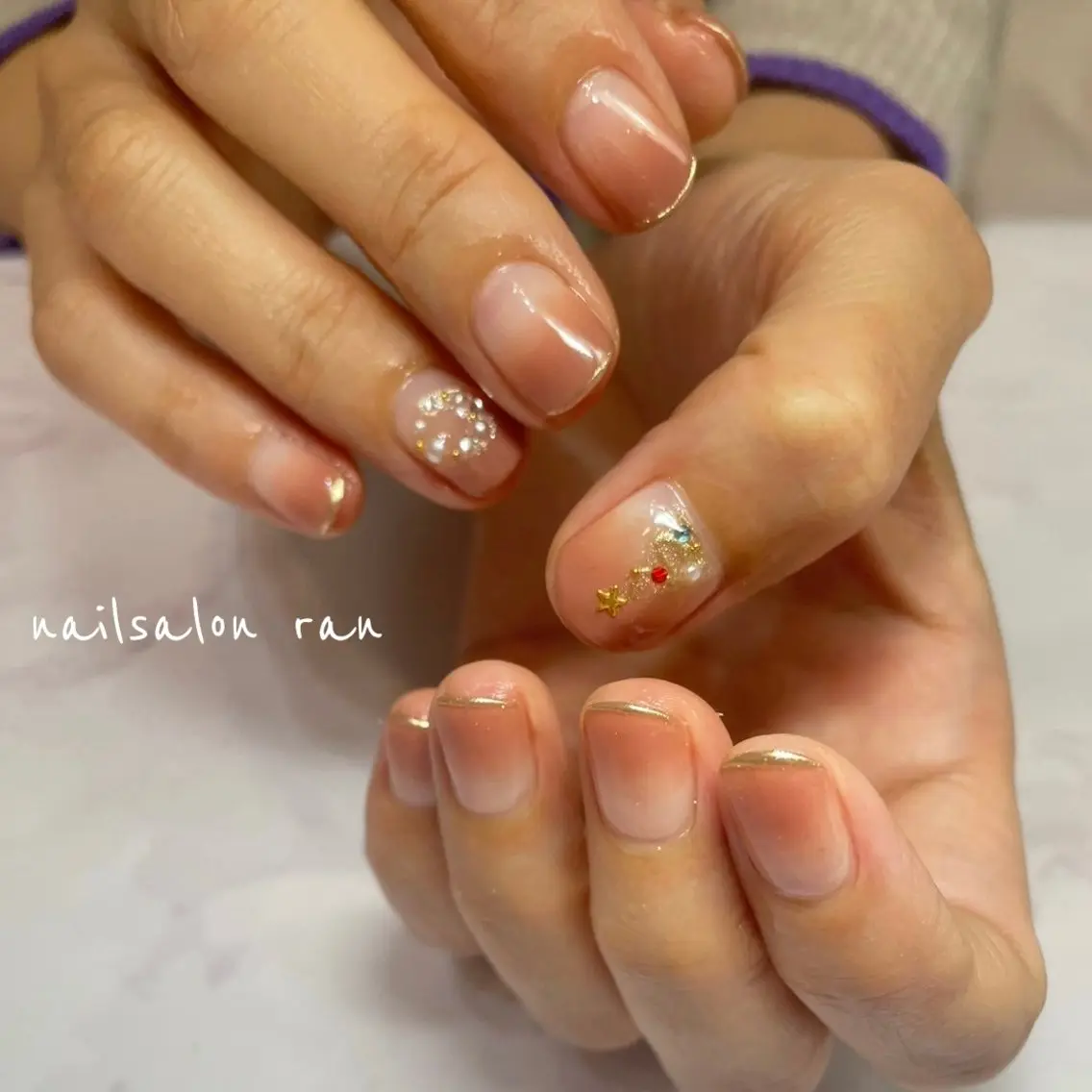 ネイル グラデーション ハンドネイル ハンドケア nailsalon ranのネイルデザイン