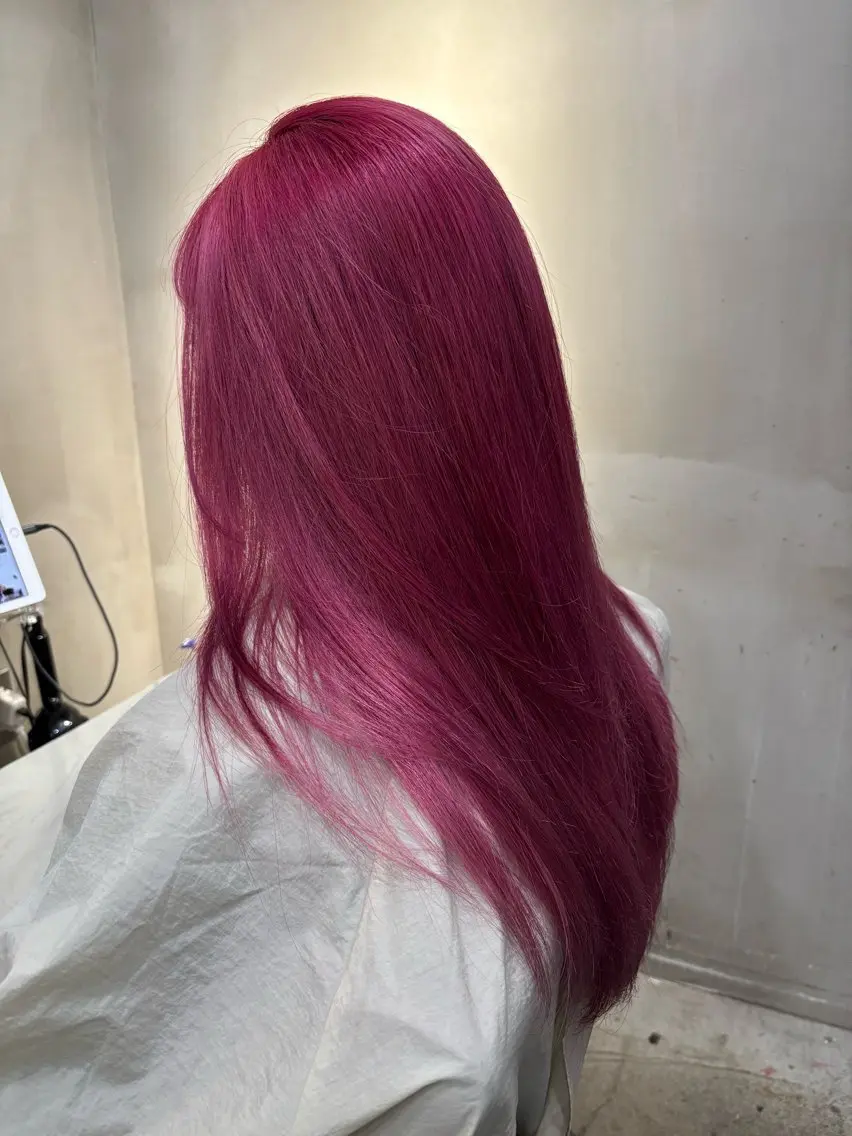ロング カラー ブリーチ レッドカラー ヘアカラー 中園康 /カラー/ブリーチのヘアスタイル