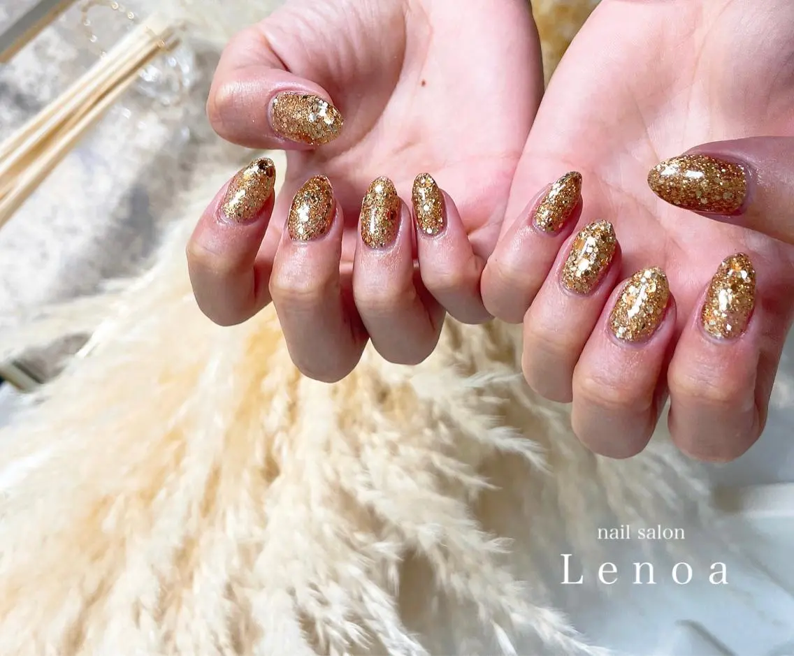 ネイル クリアネイル キラキラネイル マグネットネイル ニュアンスネイル オレンジ nailsalon Lenoaのネイルデザイン