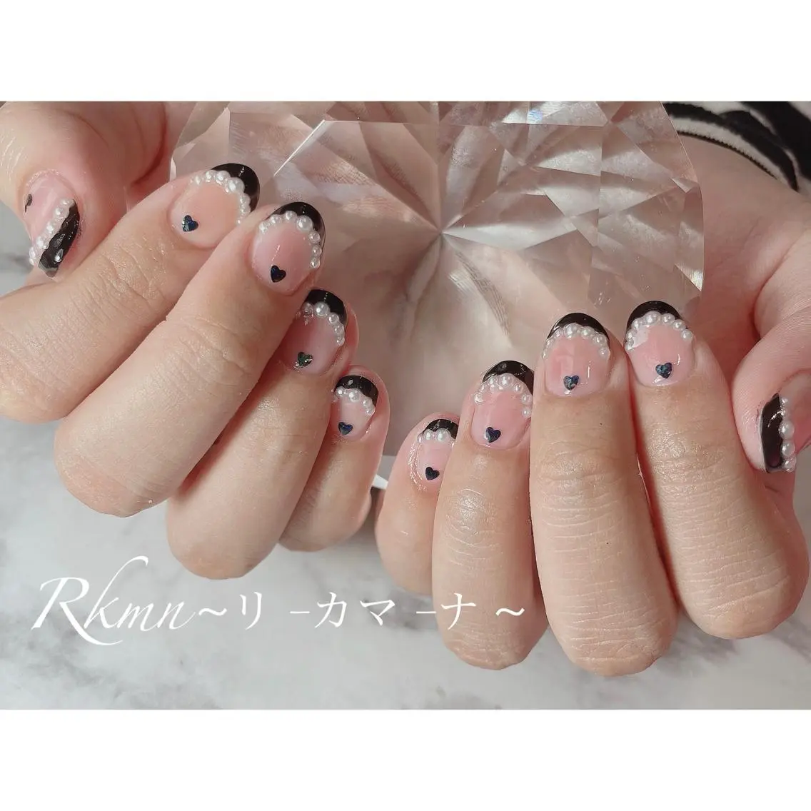 ネイル アートネイル フレンチネイル ハート 春ネイル ハンドネイル フットネイル ハンドケア Rkmn ~リ-カマ-ナ~のネイルデザイン