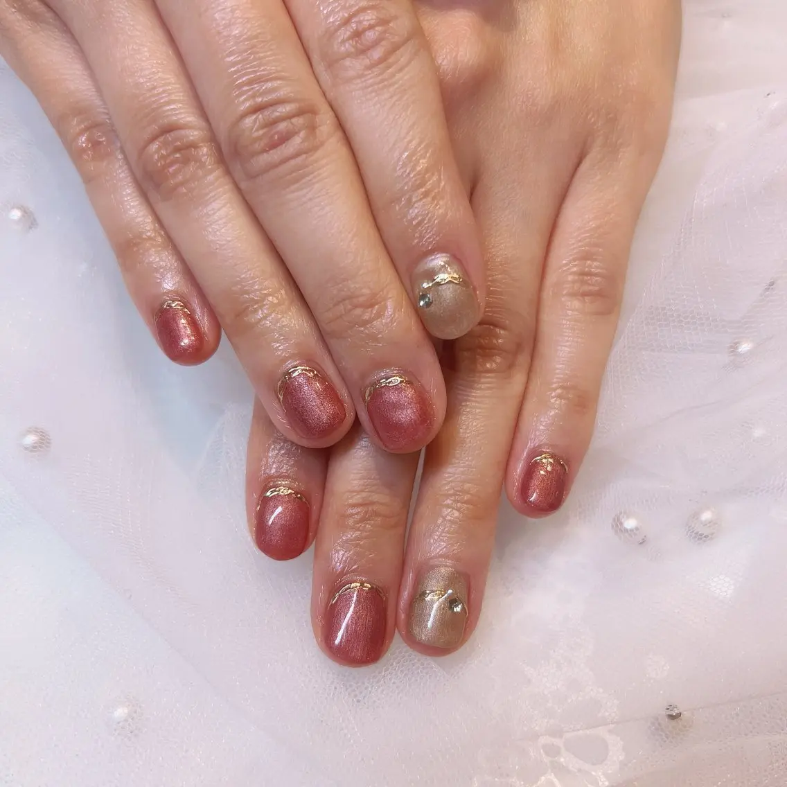 ネイル ボルドー ハンドネイル nail salon pearのネイルデザイン