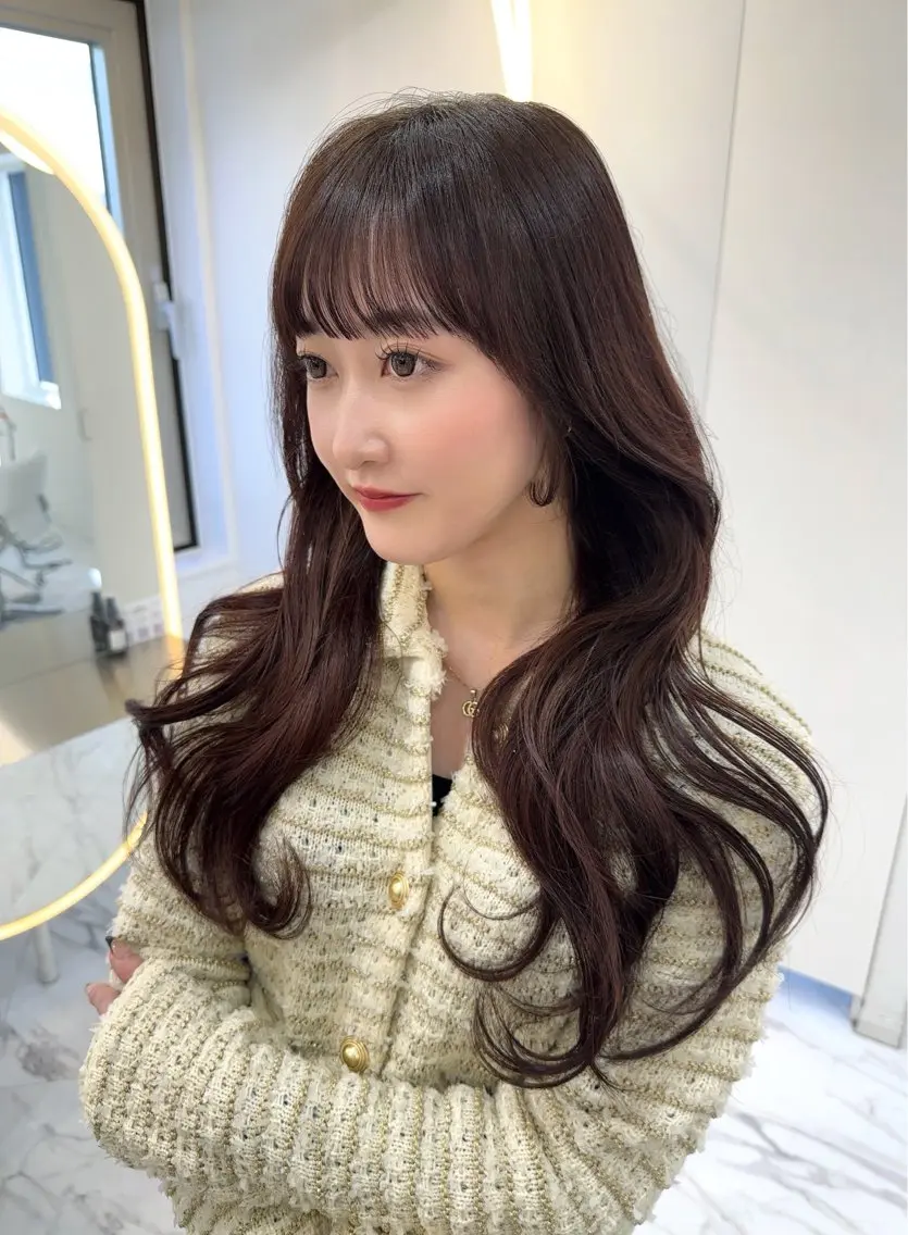 ロング チョコレートブラウン カット ヘアカラー トリートメント 髪質改善×艶カラー / sayaka🤍のヘアスタイル