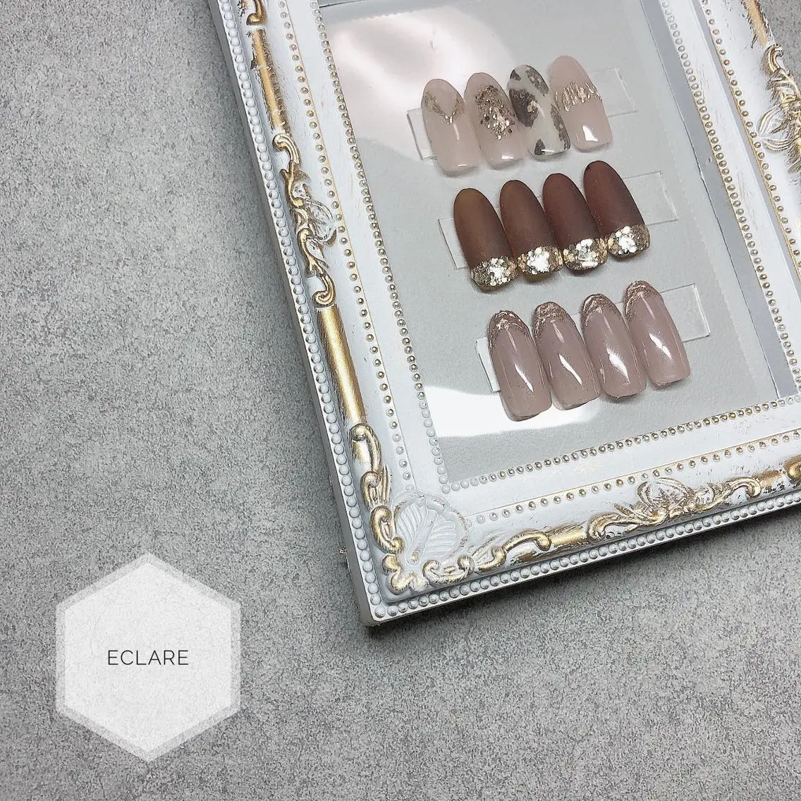 ネイル アートネイル ブラウン フットネイル フレンチネイル ジェルネイル Nail Salon ECLAREのネイルデザイン